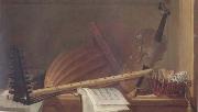 HUILLIOT, Pierre Nicolas Still Life of Musical Instruments (mk14) oil painting